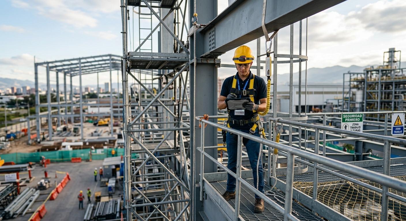 Trabajador Inspeccionando el área de trabajo